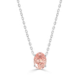 ETERNAL BLUSH COLLECTION 14K WHITE GOLD 1.00CT OVAL PINK DIAMOND LADIES NECKLACE