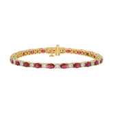 14K YELLOW GOLD 6 7/8CT ROUND/RUBY OVAL DIAMOND LADIES BRACELET (OVAL RUBY 6 1/6CT)