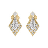 14K YELLOW GOLD 3/4CT ROUND/KITE STEP CUT DIAMOND LADIES EARRINGS