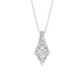 14K WHITE GOLD 1.00CT ROUND/BAGUETTE/KITE STEP CUT DIAMOND LADIES PENDANT