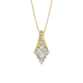 14K YELLOW GOLD 1.00CT ROUND/BAGUETTE/KITE STEP CUT DIAMOND LADIES PENDANT