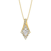 14K YELLOW GOLD 1.00CT ROUND/BAGUETTE/KITE STEP CUT DIAMOND LADIES PENDANT