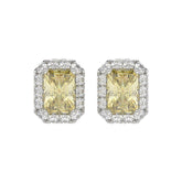 14K WHITE GOLD 1 1/4CT ROUND/YELLOW EMERALD DIAMOND LADIES EARRING (YELLOW EMERALD DIAMOND 1.00CT)