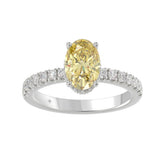 14K WHITE GOLD 2 1/2CT ROUND/OVAL DIAMOND LADIES RING (CENTER STONE YELLOW OVAL DIAMOND 2CT)