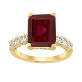 14K YELLOW GOLD 7.00CT ROUND/RUBY EMERALD DIAMOND LADIES RING (CENTER STONE RUBY EMERALD DIAMOND 6CT)