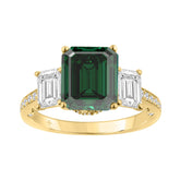 14K YELLOW GOLD 6 1/3CT ROUND/GREEN EMERALD DIAMOND LADIES RING (CENTER STONE GREEN EMERALD DIAMOND 5CT)