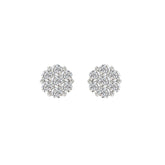 14K WHITE GOLD 1 1/2CT ROUND DIAMOND LADIES FLOWER EARRINGS