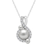14K WHITE GOLD 1 1/4CT ROUND/PEARL DIAMOND LADIES PENDANT WITH CHAIN