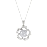 14K WHITE GOLD 1/4CT ROUND/PEARL DIAMOND LADIES PENDANT WITH CHAIN