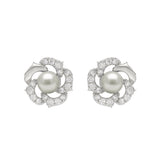 10K White Gold 1/4Ct Round Diamond & Pearl Drop Earrings For Women Classic Luxury Jewelry (Color F-G -Clarity Vs1/Vs2)
