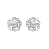 10K White Gold 1/4Ct Round Diamond & Pearl Drop Earrings For Women Classic Luxury Jewelry (Color F-G -Clarity Vs1/Vs2)