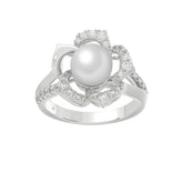 14K WHITE GOLD 1/2CT ROUND/PEARL DIAMOND LADIES RING