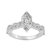 14K WHITE GOLD 2 3/4CT ROUND/MARQUISE DIAMOND LADIES RING (CENTER STONE MARQUISE DIAMOND 2CT)