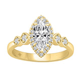 14K YELLOW GOLD 1 1/4CT ROUND/MARQUISE DIAMOND LADIES BRIDAL RING (CENTER STONE MARQUISE DIAMOND 1CT)