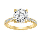 14K YELLOW GOLD 3 1/2CT ROUND DIAMOND LADIES RING (CENTER STONE ROUND DIAMOND 3CT)