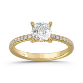 14K YELLOW GOLD 1 3/4CT ROUND/CUSHION DIAMOND LADIES RING (CENTER STONE CUSHION DIAMOND 1 1/2CT)