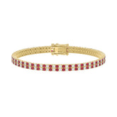14K YELLOW GOLD 5 3/4CT ROUND/RUBY ROUND DIAMOND LADIES BRACELET (RUBY ROUND DIAMOND 2 3/4CT)