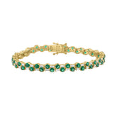 14K YELLOW GOLD 9.00CT BAGUETTE/ROUND DIAMOND LADIES BRACELET (GREEN EMERALD ROUND DIAMOND 7 7/8CT)