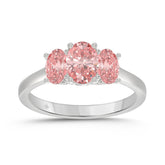 14K WHITE GOLD 2 1/6CT PINK OVAL DIAMOND LADIES RING