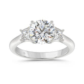 14K WHITE GOLD 2 1/2CT ROUND/TRAPEZOID DIAMOND LADIES RING (CENTER STONE ROUND DIAMOND 2CT)
