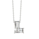 10K White Gold Diamond Initial āLā Pendant 1 1/3CT Fancy Cut Ladies Alphabet Charm with Chain