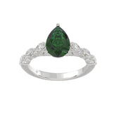 14K WHITE GOLD 3.00CT ROUND/PEAR/MARQUISE DIAMOND LADIES RING (CENTER STONE PEAR GREEN EMERALD DIAMOND 2 1/4CT)