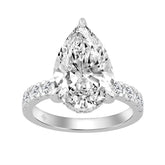 14K WHITE GOLD 4 3/4CT ROUND/PEAR DIAMOND LADIES RING (CENTER STONE PEAR DIAMOND 4CT)