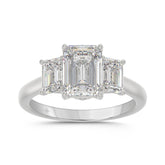 14K WHITE GOLD 3.00CT EMERALD DIAMOND LADIES RING (CENTER STONE EMERALD DIAMOND 2CT)