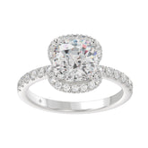 14K WHITE GOLD 4 1/2CT ROUND/CUSHION DIAMOND LADIES RING (CENTER STONE CUSHION DIAMOND 4CT & Color F-G Clarity VS1/VS2)