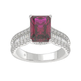 14K WHITE GOLD 5 1/4CT ROUND/BAGUETTE/PINK RADIANT DIAMOND LADIES RING (CENTER STONE PINK RADIANT DIAMOND 4CT)