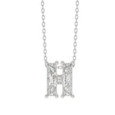 14K WHITE GOLD 1 1/3CT FANCY CUT ALPHABET DIAMOND LADIES PENDANT WITH CHAIN