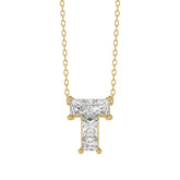 14K YELLOW GOLD 1.00CT FANCY CUT ALPHABET DIAMOND LADIES PENDANT WITH CHAIN