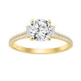 14K YELLOW GOLD 1 3/4CT ROUND/BAGUETTE DIAMOND LADIES RING