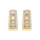 Classic 10K Yellow Gold Round & Baguette Lab Grown Diamond ladies Hoop Earrings 3/4CT (Color F-G -Clarity VS1/VS2)