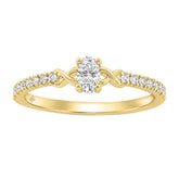 Elegant 10K Yellow Gold Oval Diamond Engagement Ring For Women 3/8 Ct Round & Oval Diamonds 1/4Ct Oval Center Stone (Color F-G -Clarity Vs1/Vs2)