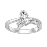Ladies 10K White Gold Round Diamond Ring 1/2Ct Round Brilliant Engagement Fashion Ring (Color F-G -Clarity Vs1/Vs2)