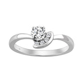 Elegant 10K White Gold Round Diamond Engagement Ring 3/8Ct Ladies Fashion Ring (Color F-G -Clarity Vs1/Vs2)