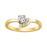 Elegant 10K Yellow Gold Round Diamond Engagement Ring 3/8Ct Ladies Fashion Ring (Color F-G -Clarity Vs1/Vs2)