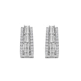 14K WHITE GOLD 1.00CT ROUND/BAGUETTE DIAMOND LADIES EARRINGS