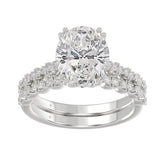Ladies 14K White Gold Ladies Elegance- Bridal Set 3 1/3CT Round & Oval Diamonds 3.00CT Oval Center stone (Color F-G Clarity VS1/VS2)