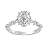 14K White Gold Oval Diamond Fancy Engagement Ring for Ladies 2 1/2CT with Marquise & Round Diamond 2.00CT Oval Center stone (Color F-G -Clarity VS1/VS2)