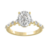 14K Yellow Gold Oval Diamond Fancy Engagement Ring for Ladies 2 1/2CT with Marquise & Round Diamond 2.00CT Oval Center stone (Color F-G -Clarity VS1/VS2)