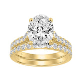 14K YELLOW GOLD 3.00CT ROUND/OVAL DIAMOND LADIES BRIDAL SET (CENTER STONE OVAL DIAMOND 2CT )
