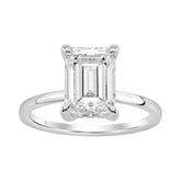 14K WHITE GOLD 3.00CT EMERALD/ROUND DIAMOND LADIES RING