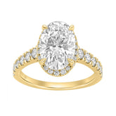 14K Yellow Gold 4 3/4Ct Oval Cut Lab-Grown Diamond Engagement Ring With Hidden Halo Round & Oval Bridal Ring Set For Women 4Ct Oval Center Stone (Color F-G -Clarity Vs1/Vs2)