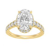 14K Yellow Gold 4 3/4Ct Oval Cut Lab-Grown Diamond Engagement Ring With Hidden Halo Round & Oval Bridal Ring Set For Women 4Ct Oval Center Stone (Color F-G -Clarity Vs1/Vs2)
