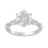 Luxury 14K White Gold Bridal Ring for Ladies 3 3/4CT Round & Marquise Cut Diamonds 3.00CT Round Center stone (Color F-G -Clarity VS1/VS2)