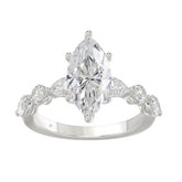 14K White Gold Bridal Fashion Ring for Ladies 4CT Round & Marquise& Pear Cut Diamonds 3.00CT Marquise Center stone (Color F-G -Clarity VS1/VS2)