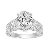 14K WHITE GOLD 5 1/2CT ROUND/PRINCESS/OVAL DIAMOND LADIES RING (CENTER STONE OVAL DIAMOND 4CT)
