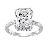 Ladies 14K White Gold Ladies Elegance-Ring 4 1/2CT Round & Radiant Lab Grown Cut Diamond 4.00CT Radiant Center stone (Color F-G -Clarity VS1/VS2)